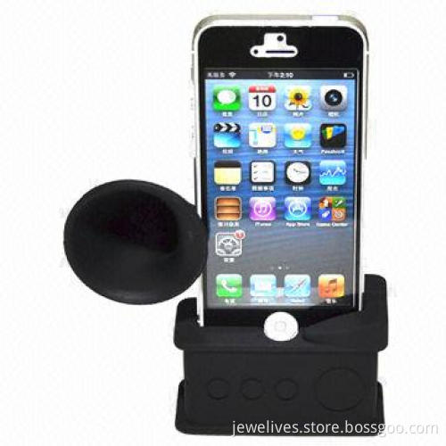 Phone Holder for iPhone 5, with Speaker, Made of High-quality Silicone, Prop65 Passed